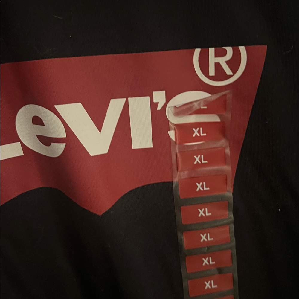 NWT 🏔️🥾🌲 LEVI’S BLACK/RED LONG SLEEVE 100% COTTON RED TAG LOGO TSHIRT Mens XL - Picture 6 of 13